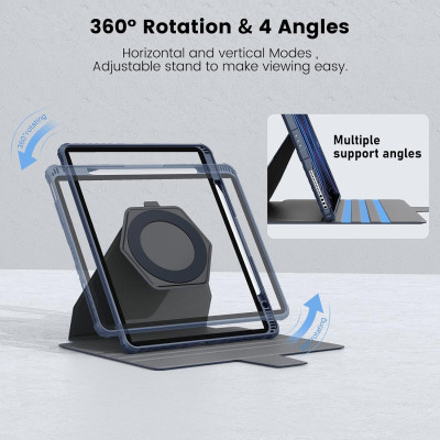 Bao da cho iPad Air 6 11 inch & iPad Air 6 13 inch 2024 Nillkin Bumper SnapSafe Case Tích hợp khe cắm bút, Nắp tháo rời từ tính điều chỉnh tự do ở mọi góc 360 - Hàng Chính Hãng