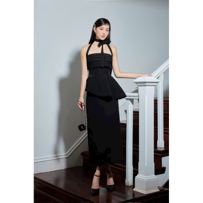 Set Đầm dự tiệc (Áo + chân váy) MINA thiết kế hở lưng dáng bút chì chất liệu Cotton - MN256