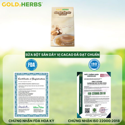 Sữa bột sắn dây vị ca cao GoldzHerbs – 14 gói/ 500g