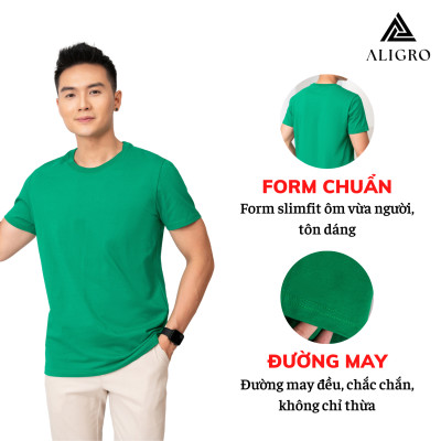 Áo thun nam ALIGRO chất liệu cotton cổ tròn kiểu dáng thể thao thấm hút tốt co giãn thoải mái ALGAPC068