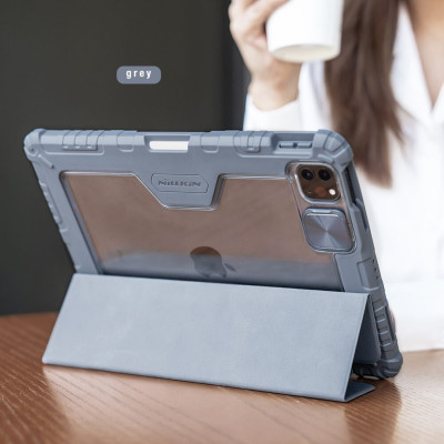 [iPad Air 6 M2] Bao da cho iPad Air 6 M2 11 inch 2024, iPad Air 6 M2 13 inch 2024 hiệu Nillkin Bumper Leather cover case Pro bảo vệ Camera, chống sốc, có khe để bút cao cấp - Hàng chính hãng