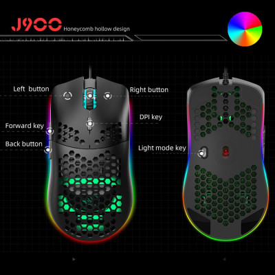 Chuột chơi game công thái học có dây HXSJ J900 RGB V100 35