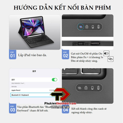 Bao da kèm bàn phím cho iPad Gen 10 10.9 inch 2022 chính hãng Dux Ducis có bàn di chuột TrackPad - Hàng chính hãng 