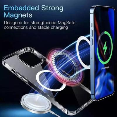 Ốp lưng trong suốt sạc từ tính cho iPhone 11 / 11 Pro / 11 Pro Max hiệu HOTCASE Magnetic - trang bị đệm khi 4 góc, Viền TPU chống sốc, lưng PC chống ố vàng - Hàng nhập khẩu