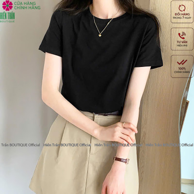 Áo thun nữ Hiền Trần BOUTIQUE nhiều màu sắc vải cotton cao cấp dáng suông trơn mặc mát, thấm hút mồ hôi cực tốt-AH01