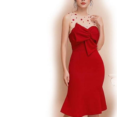 ĐẦM CÚP NGỰC ĐÍNH NƠ 