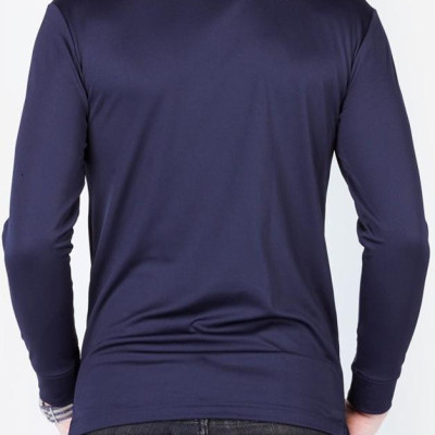 Áo thun dài tay nam cổ bẻ màu xanh đen ALIGRO chất liệu Cotton cao cấp mềm nhẹ ALGAPD004