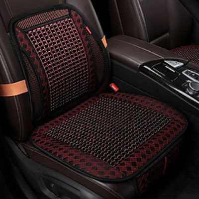 Bộ Tựa Lưng Và Lót Ghế Ô Tô Có Hạt Gỗ Masage Hàng Cao Cấp Đủ Mầu