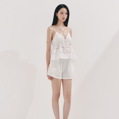 DOTTIE - Áo dây phối ren - Trắng - T1102