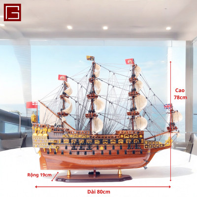 Mô Hình Thuyền Gỗ Phong Thủy Dạng Thuyền Cổ SOVEREIGN OF THE SEAS, thuyền buồm phong thủy, hàng chính hãng