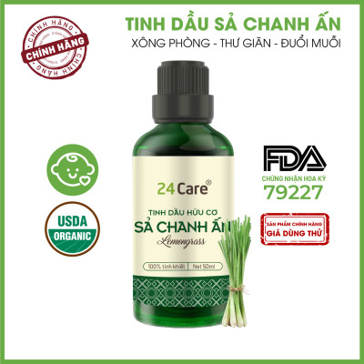 Tinh Dầu Thơm Phòng Nguyên Chất 24Care Sả Chanh/ Bạc Hà/ Quế/ Oải hương/ Bưởi/ Cam/ Hoa Lài/ Quýt/ Tràm Huế/ Hoa Hồng/ Lavender/ Ngọc Lan Tây/ Tràm Trà/ Sả Java/ Trà Xanh (50ml)