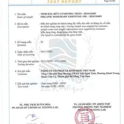 Tinh Dầu Hương Thảo - 100% Nguyên Chất Hữu Cơ - Le Rustique - Tinh Dầu Bản Địa Tây Ban Nha