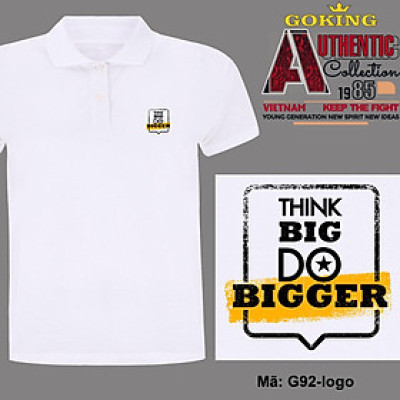 THINK BIG DO BIGGER, mã logo.g92. Áo thun polo cổ trụ cho nam nữ, form unisex. Áo phông cá sấu hàng hiệu Goking, quà tặng cao cấp cho gia đình, cặp đôi, doanh nghiệp