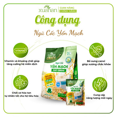 Ngũ Cốc Yến Mạch Xuân An [ít đường] Túi 400G {25g*16 gói}