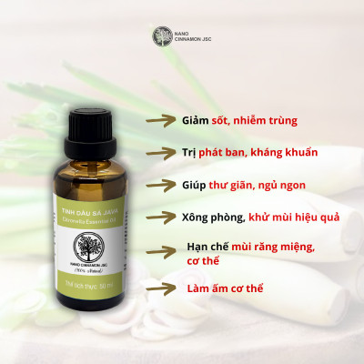 Combo Tinh Dầu Giữ Nhà Bếp Thơm Lừng Nano Cinnamon - Quế, Sả, Bạc Hà, 30ml