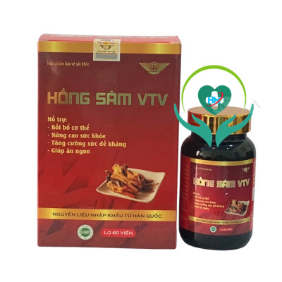 Viên uống Hồng sâm VTV Vinh Thịnh Vượng VV, hộp 60v, bồi bổ khí huyết, tăng cường sức đề kháng