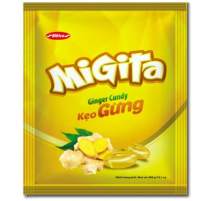 Kẹo cứng Migita gừng túi 400 gam - Bibica
