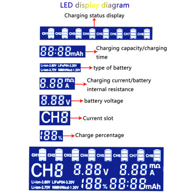 Bộ sạc pin LiitoKala lii-S8 Li-ion 3.7V NiMH 1.2V Li-FePO4 3.2V IMR 3.8V sạc cho 18650 26650 21700 26700 AA AAA