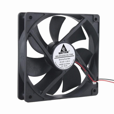 【 Ready stock 】1 Pcs Gdstime DC 24V Dual Ball PC Cooling Fan 120mm x 25mm Brushless Cooler 120*120mm 300RPM High Speed 0.26A 12025B 2Pin