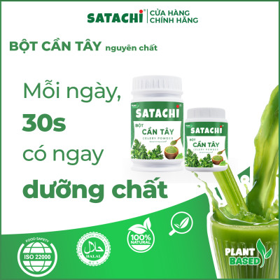 Bột Cần Tây nguyên chất SATACHI. Giảm huyết áp, tim mạch khỏe mạnh, giảm cân hiệu quả, thanh lọc cơ thể. Hộp 98g và 318g