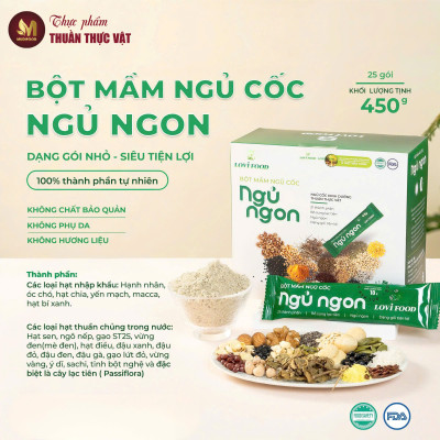 Bột Mầm Ngũ Cốc Ngủ Ngon Lovifood 450g (25 gói x 18g) - Giúp Ngủ Ngon Hơn, Tốt Cho Sức Khỏe