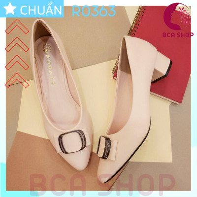 [CÔNG SỞ]  Giày cao gót nữ màu 4p RO363 ROSATA tại BCASHOP bít mũi, nhấn nơ kim loại vuông, kiểu dáng công sở thanh lịch