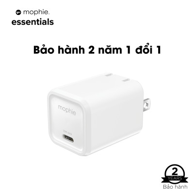 Sạc mophie Essential 33W USB-C GaN dành cho iPhone/SamSung/Android/Tablet, 1 đổi 1 - Hàng chính hãng