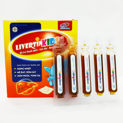 SIRO MÁT GAN TRẺ EM LIVERTIN KIDS - THANH NHIỆT MÁT GAN GIẢI ĐỘC - DỊ ỨNG - MẨN NGỨA NỔI MỀ ĐAY - NHIỆT MIỆNG - HỘP 20 ỐNG NHỰA BẺ