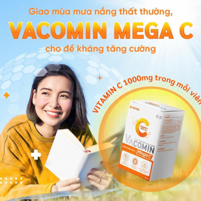 Vacomin Mega C 1000 - Viên uống tăng đề kháng, hấp thu sắt, bổ sung năng lượng Shinpoong Pharma Hộp 60v - Ginseng House