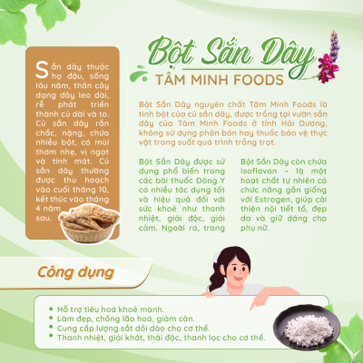 Bột sắn dây nguyên chất 500g TÂM MINH FOODS làm mát thanh lọc cơ thể