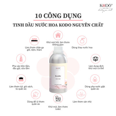 Tinh Dầu Nước Hoa Nguyên Chất Kodo White Tea & Thyme Hương Hoa Ngọt Dịu - Làm Thơm Phòng, Không Gian, Quần Áo - Classic Collection - 10/50/100/500ml