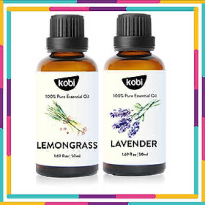 Combo Tinh Dầu Oải Hương Kobi (50ml) + Sả Chanh Kobi (50ml) Giúp Khử Mùi, Thơm Phòng, Đuổi Muỗi