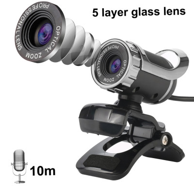 HXSJ LG-68 Computer Webcam USB Web Cam with Sound-absorbing Microphone Support One-button Photograph for PC Laptop