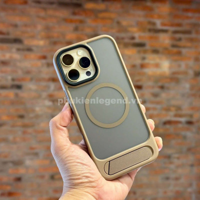 Ốp lưng cho iPhone 16 Pro Max hiệu Likgus VALOR hỗ trợ sạc từ , lưng nhám viền màu có giá đỡ kim loại , chống sốc chống va dập thời trang cao cấp - Hàng chính hãng