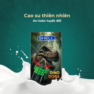Bao cao su Shell Dino Dora - 1 bao gai, 3 vòng bi + 1 bao Shell Performax (Hộp 2 cái) | SHELL CHÍNH HÃNG