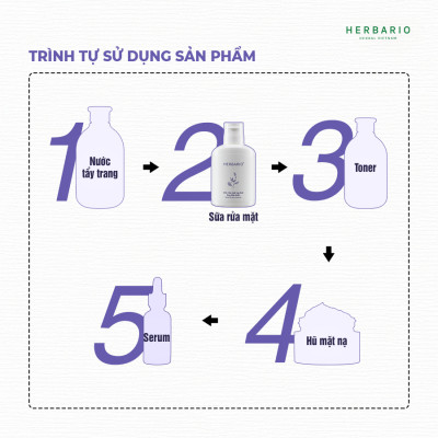 Sữa rửa mặt tạo bọt Hoa Đậu Biếc Herbario 100ml Giúp cấp ẩm, chống lão hóa thuần chay
