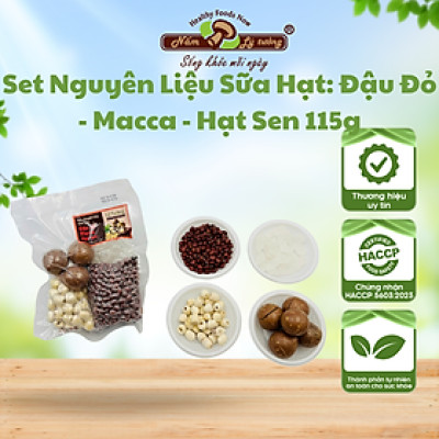Set nguyên liệu sữa hạt: Đậu đỏ - Macca - Hạt sen 115g