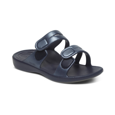 Dép quai ngang sức khoẻ nữ Aetrex Janey Sport Navy - Dép nâng vòm giảm đau chân