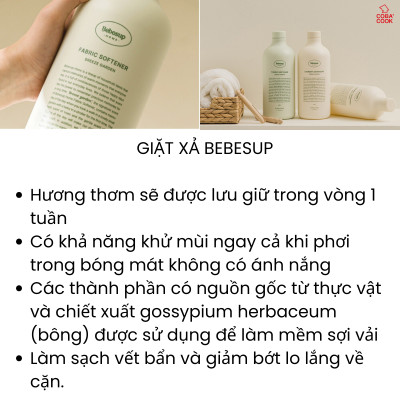 Nước Giặt Xả Quần Áo Không Gây Kích Ứng Da Nhập Khẩu Hàn Quốc Bebesup