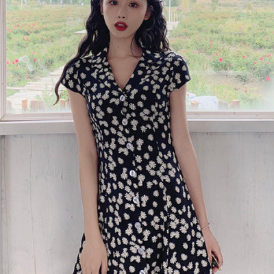 Đầm Sơ Mi Hoa Cúc Xuân Hè Kèm Thắt Lưng Xinh DN078 MayHomes, Thời Trang Nữ Mới, Đầm Ngắn Dễ Thương, Phong Cách Retro