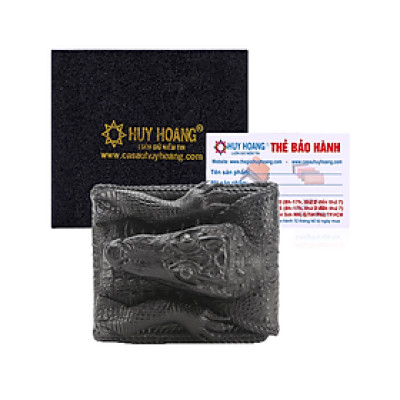 HJ2270 - Bóp nam da cá sấu Huy Hoàng nguyên con vip màu đen