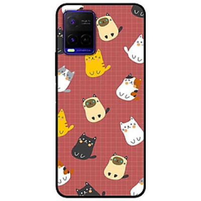 Ốp lưng dành cho Vivo Y21 - Vivo Y21s mẫu Mèo Nền Nâu