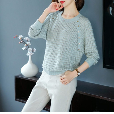 Áo len nữ, áo len nữ lưới cổ tròn nhiều màu AL39