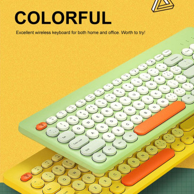 Bộ bàn phím tròn và chuột không dây BOW K221 2.4G Set 96 Key - xanh lá