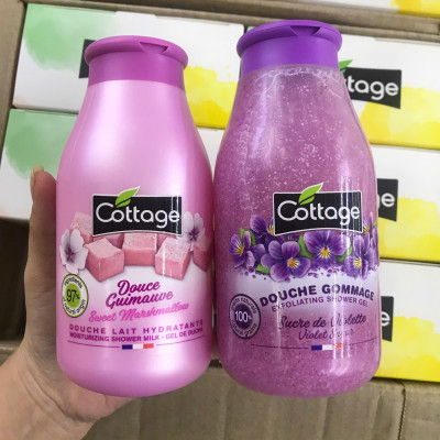 Set 2 chai sữa tắm + tdc Cottage Marshmallow và Hoa tím