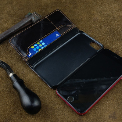 Bao Da Gập Điện Thoại cho Iphone 7 / 8 Handmade Da Bò Thật