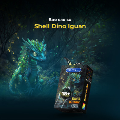 Bao cao su Shell Dino Iguan - 1 bao 2 vòng bi siêu lớn + 1 bao Shell Performax (Hộp 2 cái) | SHELL CHÍNH HÃNG
