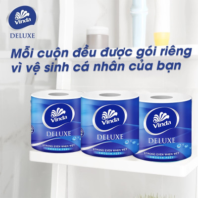 [MUA 1 LỐC GVS DELUXE TẶNG 1 CUỘN] Giấy vệ sinh cao cấp Vinda Deluxe 3 lớp (8 Cuộn)
