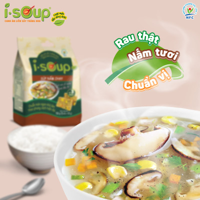 Combo 3 Túi Canh ISOUP (Kim Chi + Mây+ Súp Nấm) - Canh Ăn Liền Sấy Thăng Hoa