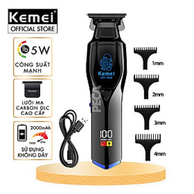 Tông đơ chấn viền Kemei KM-1556 lưỡi cắt mạ carbon cao cấp công suất 5W - Chính hãng